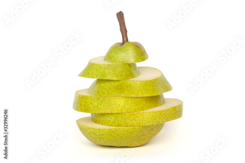 Pear in Slices on white Background