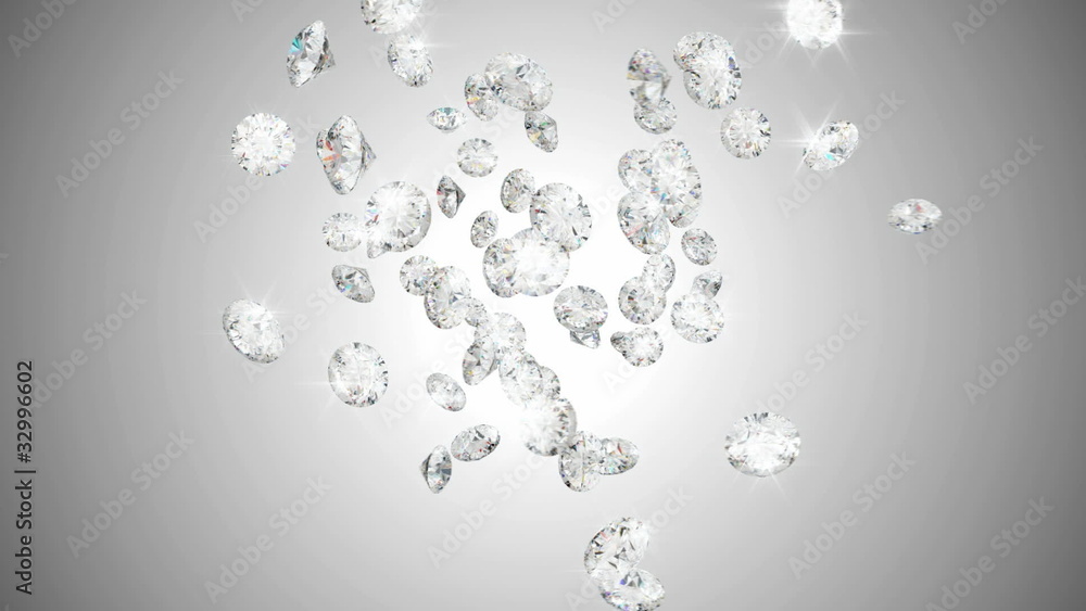 Diamonds heart shape assembling and exploding with slow motion Diamonds heart shape assembling and exploding with slow motion