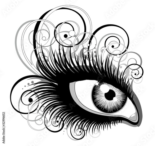 Human eye with ornament elements. Vector illustration.