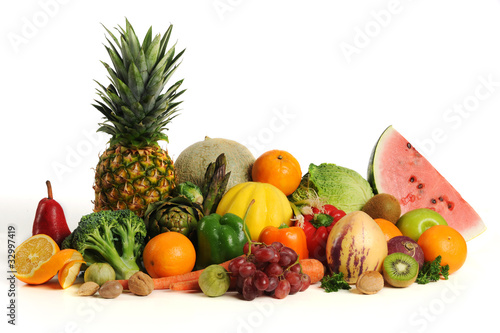 Group of asorted fruits and vegetables