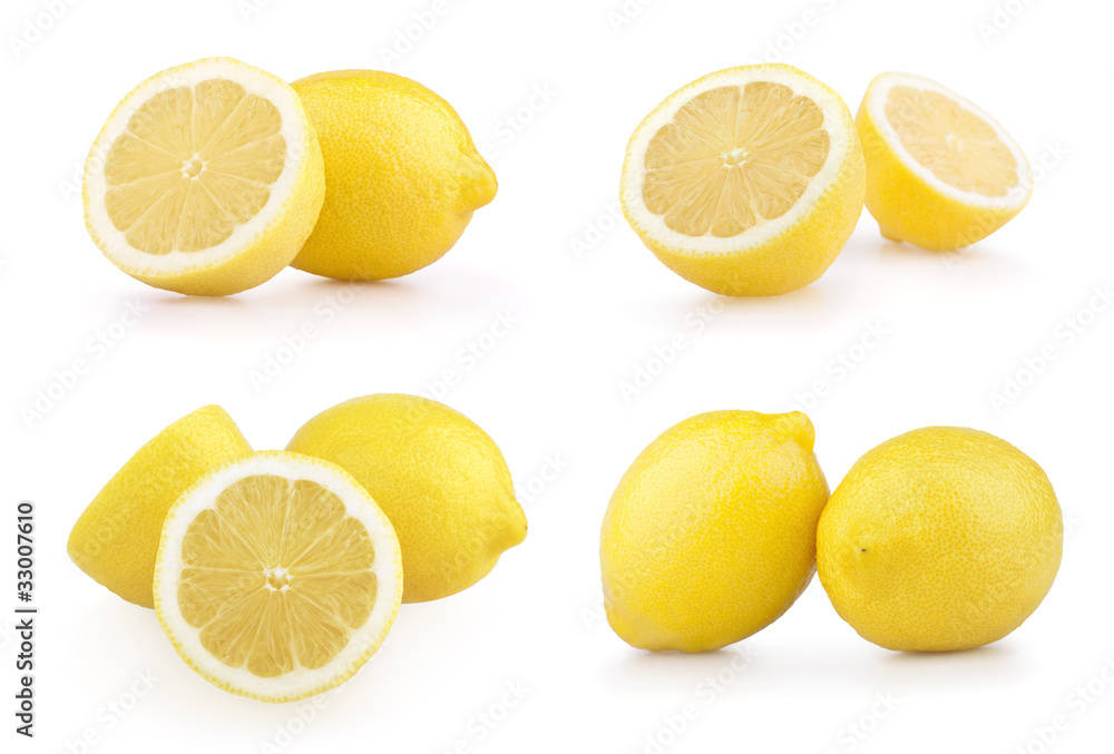 Set of lemons isolated on white