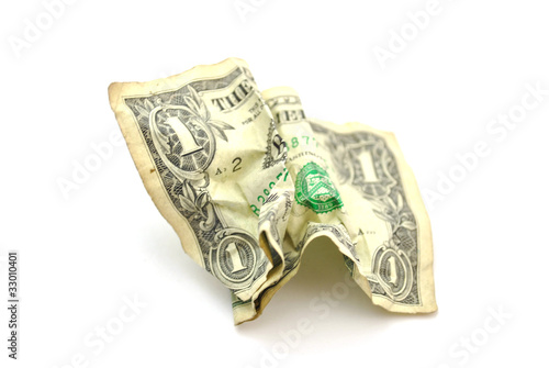 Crumpled Dollar on white