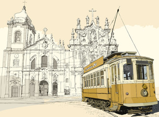 Poster Art Studio Historische Strassenbahn in Porto  © Isaxar