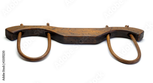 Vintage Draft Animal wood Harness Yoke isolated on white backgro