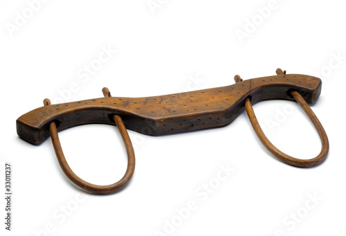 Tablou pe pânză Vintage Draft Animal wood Harness Yoke isolated on white backgro