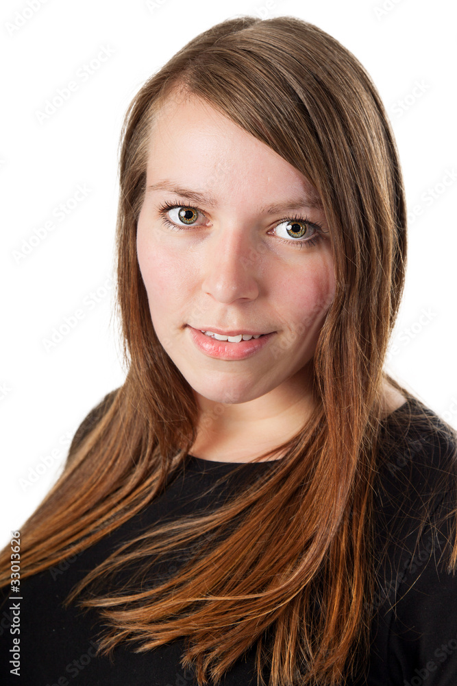 Portrait einer jungen Frau mit braunen langen Haaren 668 Portrait einer jungen Frau mit braunen langen Haaren 668