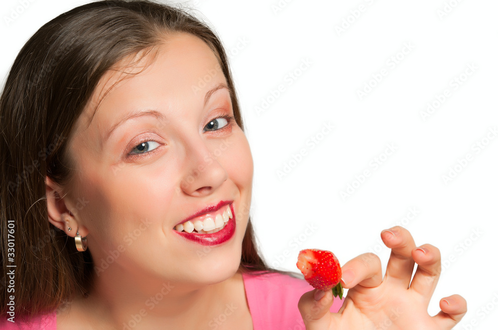 The girl with strawberry The girl with strawberry
