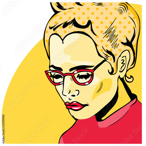 Pop Art Woman comic book style with dot