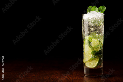 Mojito Cocktail on a wooden table