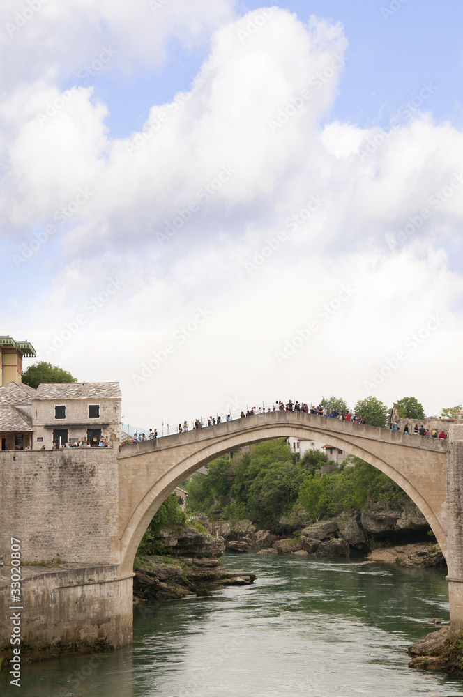 The Bridge in the town of Mostar in Bosnia Herzegovina
