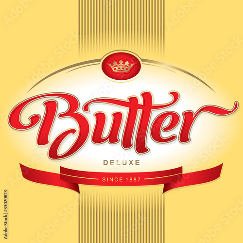 butter packaging design, hand lettering (vector)