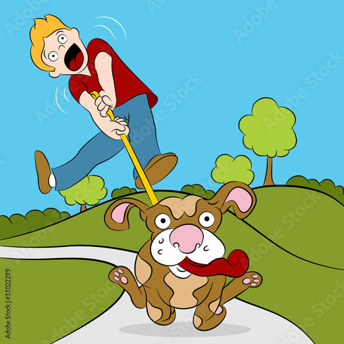 Man Trying To Walk His Dog
