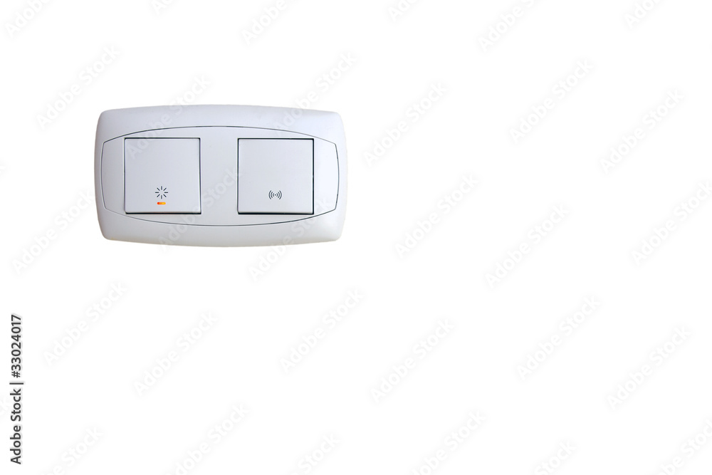 Light and doorbell wall switch isolated on white Light and doorbell wall switch isolated on white