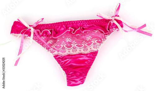 Woman's lacy panties on white background