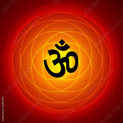 Spiritual Om on Mandala Background