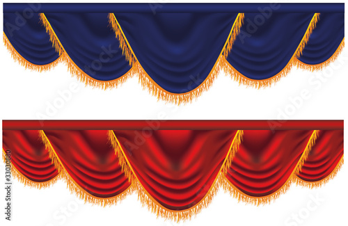 Vector blue and red  curtains