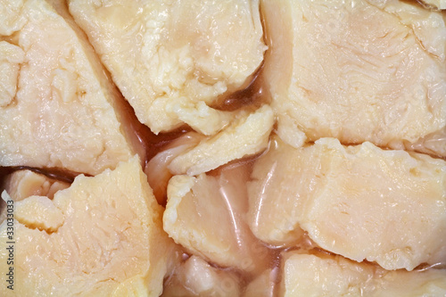 Close view canned chicken
