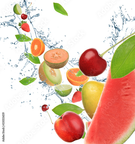Fresh fruit in motion