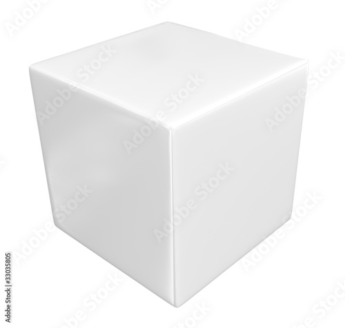 3d white cube isolated