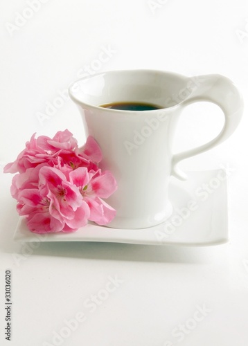 coffee and pink flower