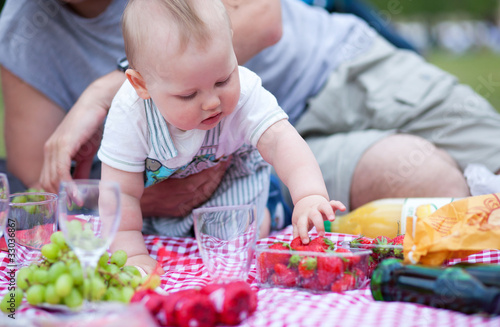 Принти на полотні Adorable little boy on his first picnic