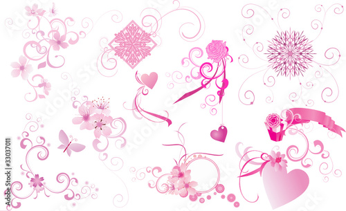 vector set of various pink design elements