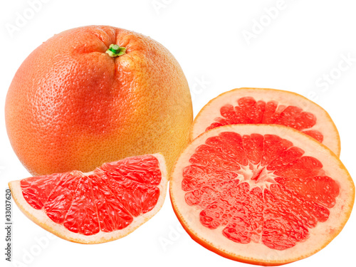 red grapefruit isolated on white background