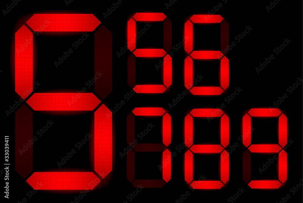Set of digital numbers Set of digital numbers
