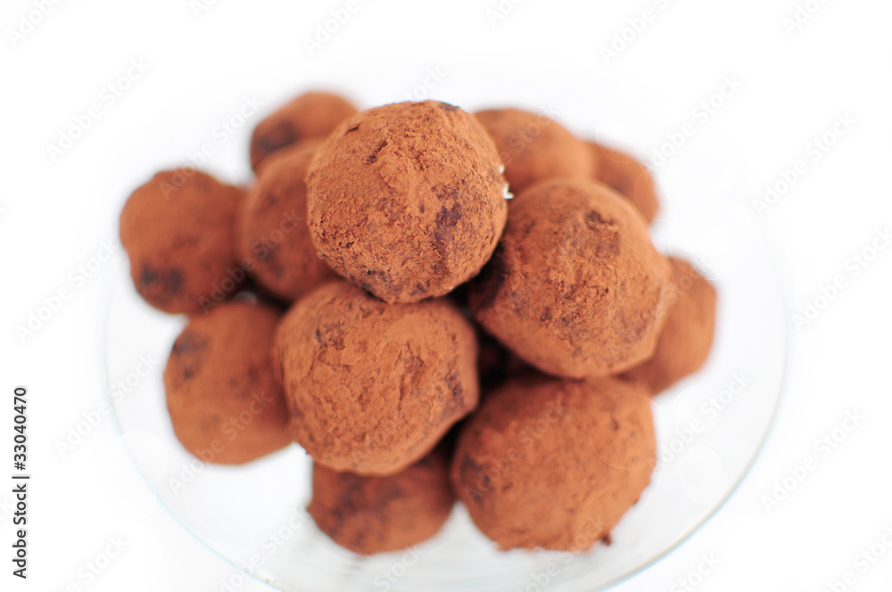 Chocolate truffles isolated on white Chocolate truffles isolated on white