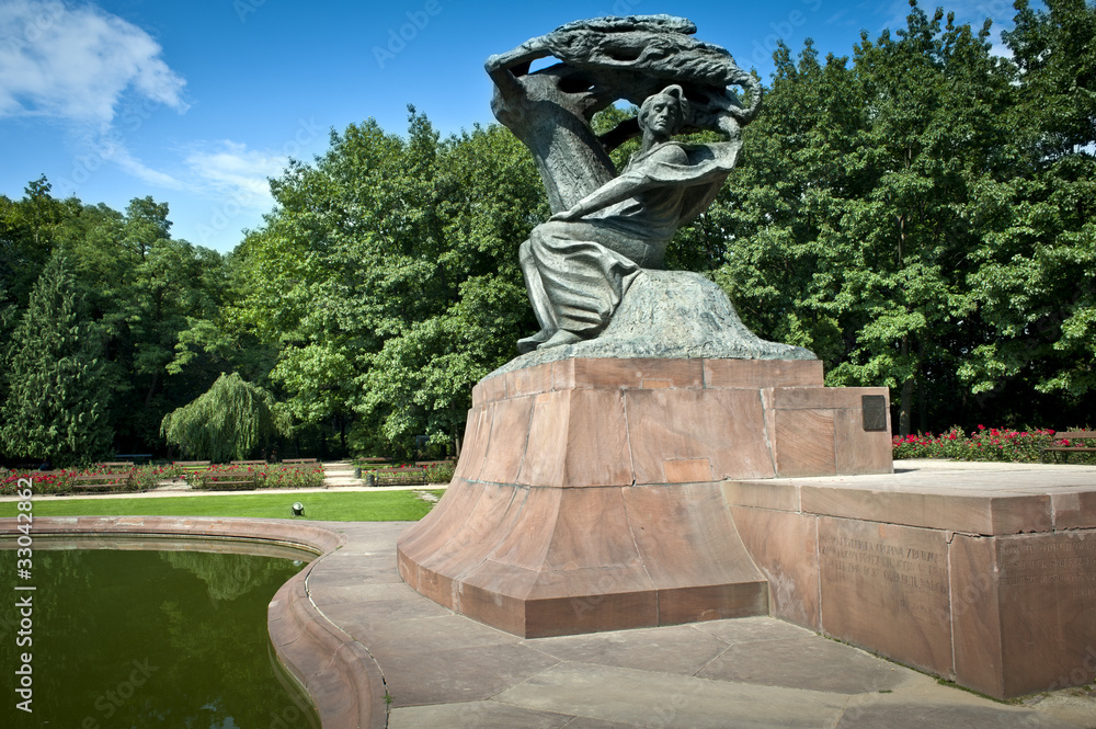 Frederick Chopin monument in summer
