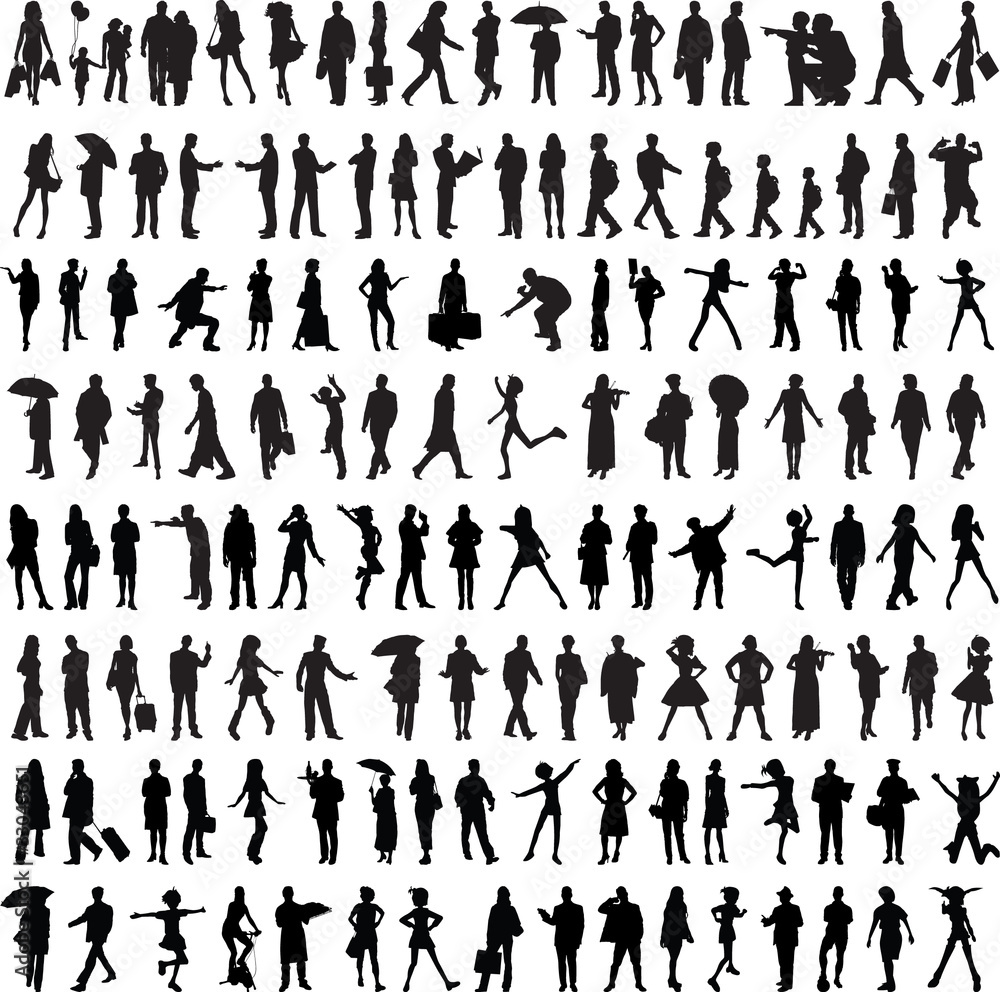 Common people silhouette - obrazy, fototapety, plakaty 