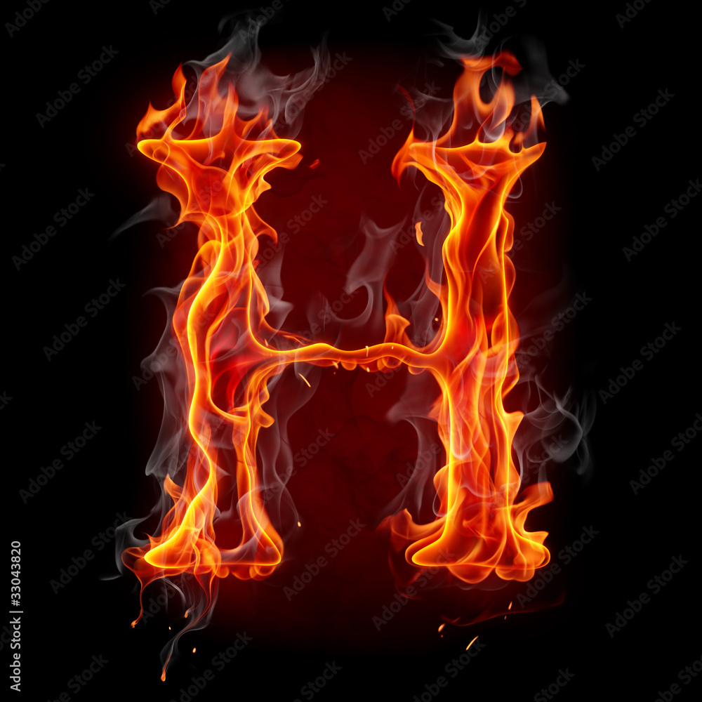 Fire letter H. Stock Photo