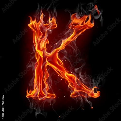 Fire font. Letter K.