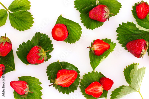 Many strawberries isolated on white