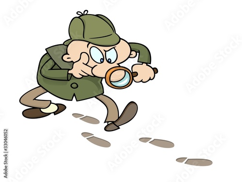 Sherlock Holmes following shoeprints