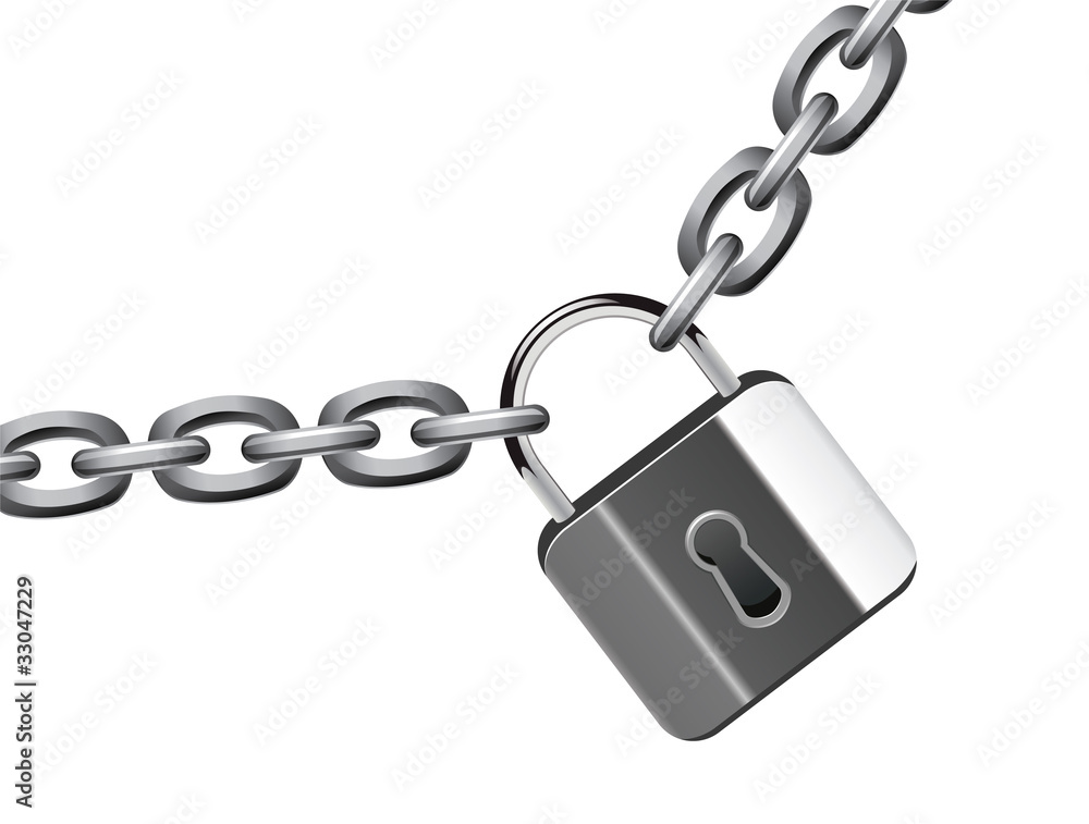 vector illustration of metal chain and padlock vector illustration of metal chain and padlock