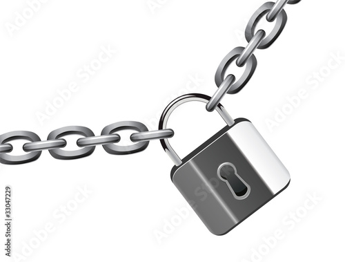 vector illustration of metal chain and padlock