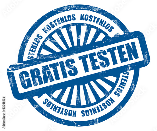 Strahlen Stempel blau RT GRATIS TESTEN photo