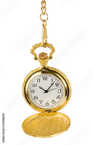 old pocket watch isolated on white