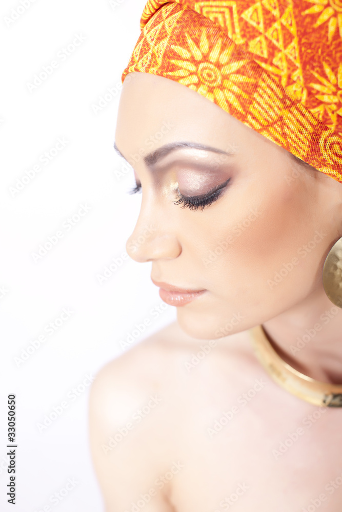 Sensual happy young adult woman with headscarf Sensual happy young adult woman with headscarf