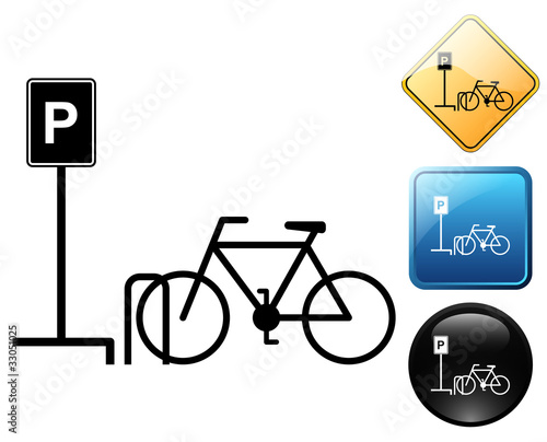 Bike parking pictogram and signs