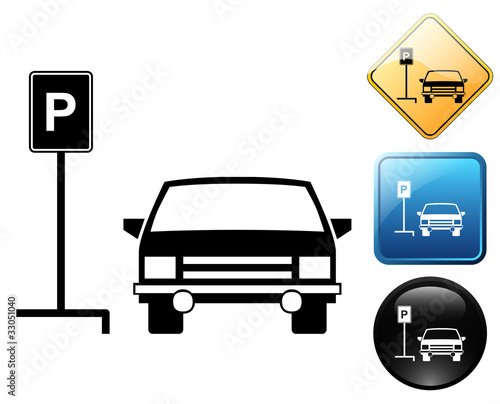 Car parking pictogram and signs