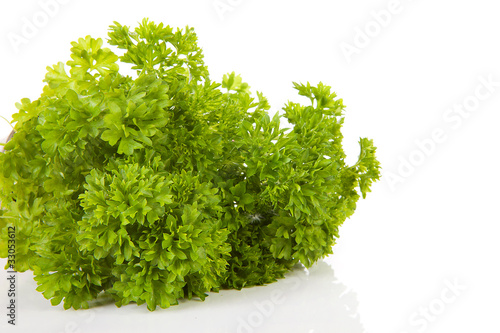 Fototapeta Naklejka Na Ścianę i Meble -  fresh parsley in closeup over white background