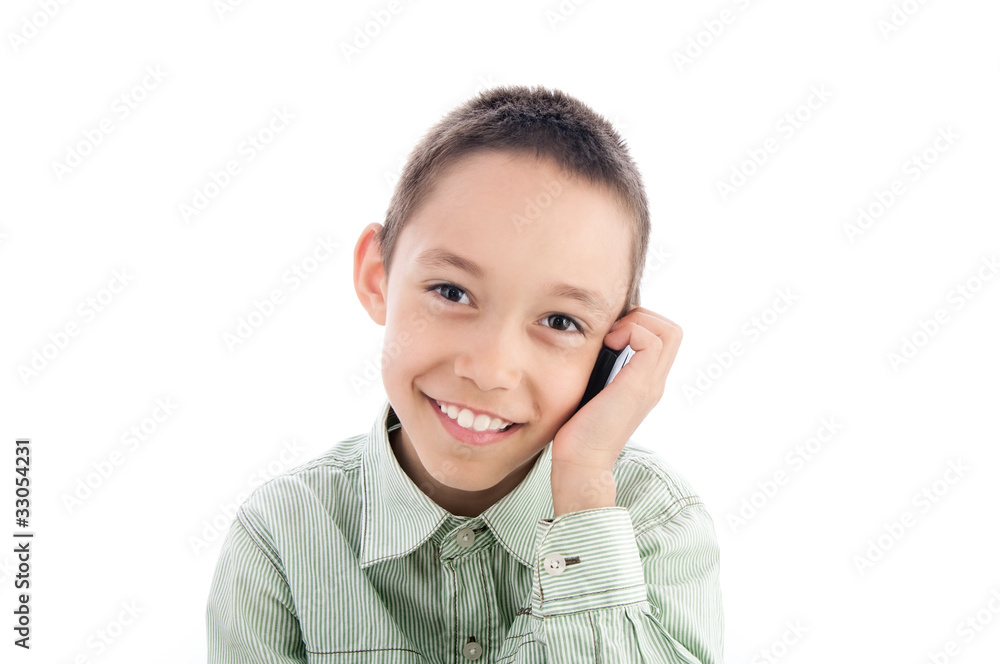boy calling on the cellphone boy calling on the cellphone