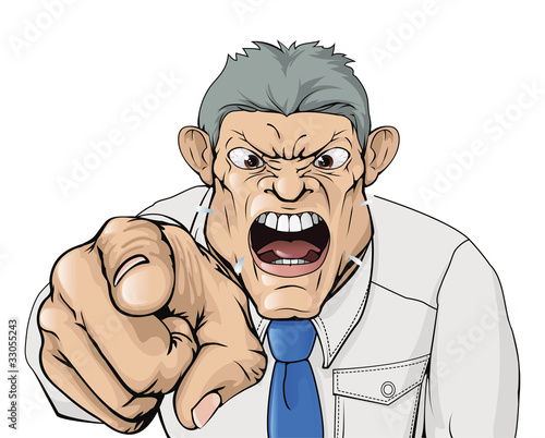 Bullying boss shouting and pointing