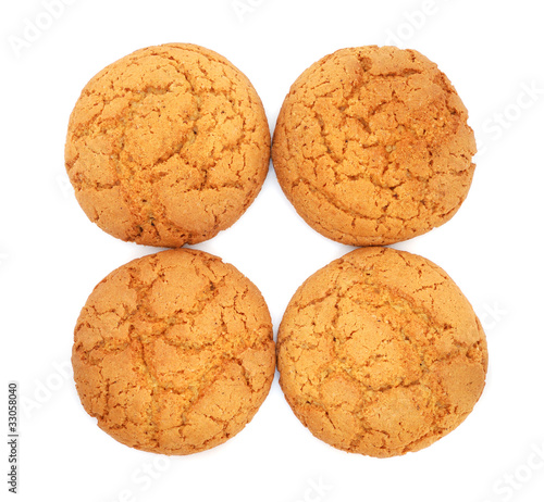 Oatmeal cookies isolated on white background
