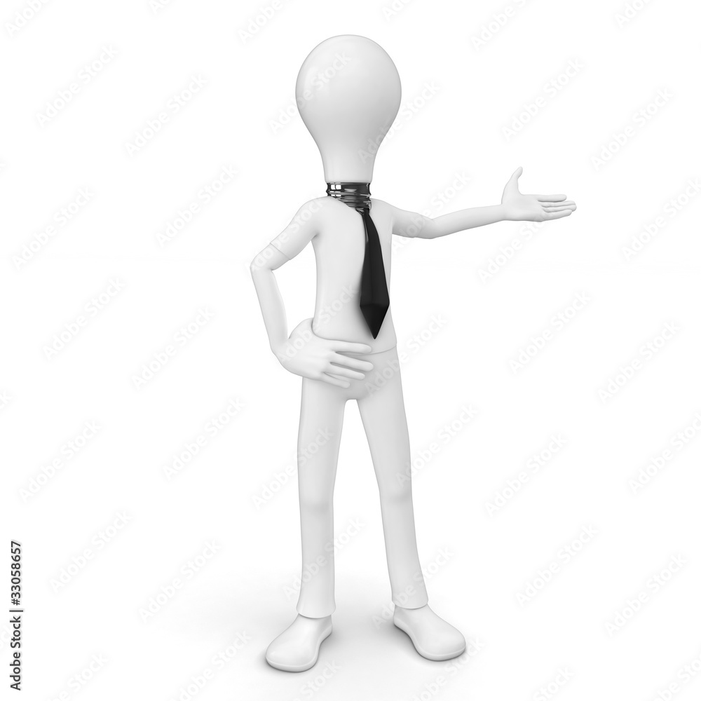 3d man with light bulb 3d man with light bulb