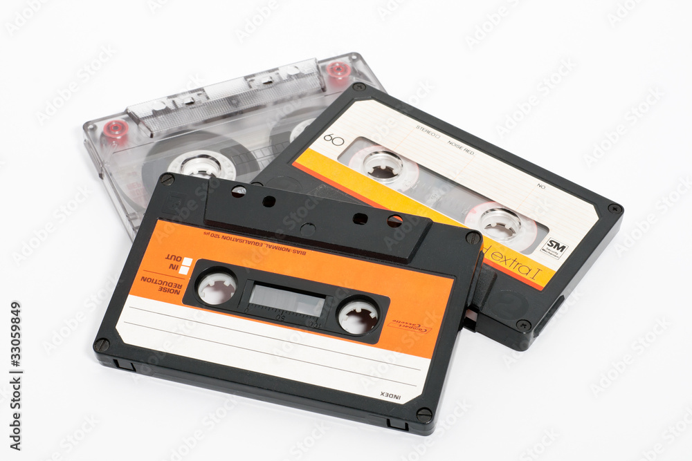 Cassettes tape isolated on a white background