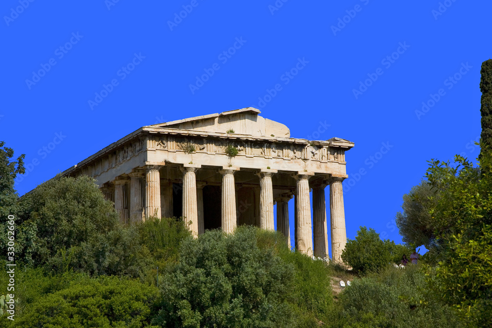 grèce; athènes; agora : hephaisteion ou theseion, temple d'hépha