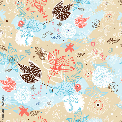 floral pattern with butterflies
